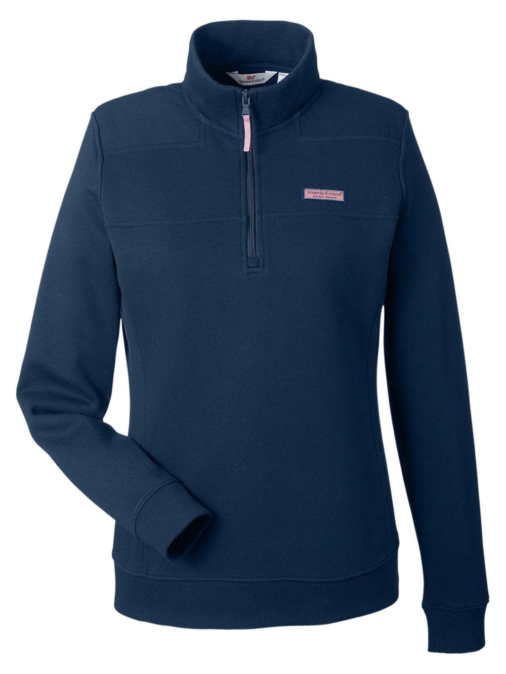 Vineyard Vines Navy Half-Zip Fleece Pullover with Pink Accents